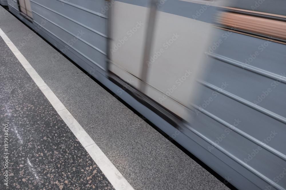 Obraz premium Subway train railcar in motion.