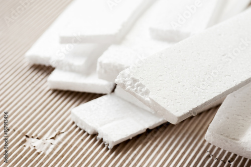 White polystyrene foam, material for packaging or craft applications