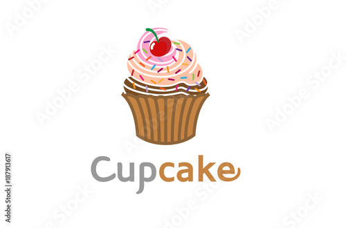 Cupcake Delicious Logo Design Symbol Illustration