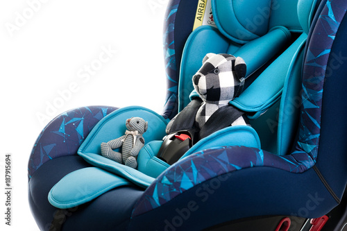 Blue child safety seat photo