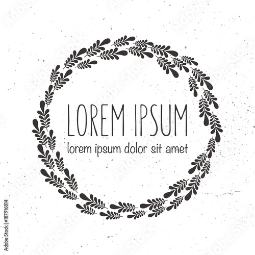Vector hand drawn wreath logo template