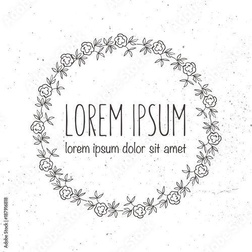 Vector hand drawn wreath logo template