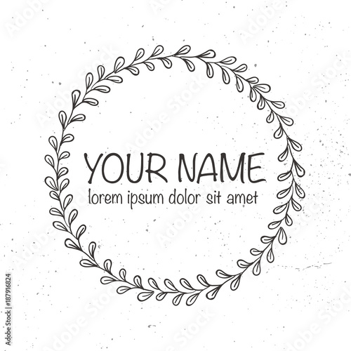 Vector hand drawn wreath logo template