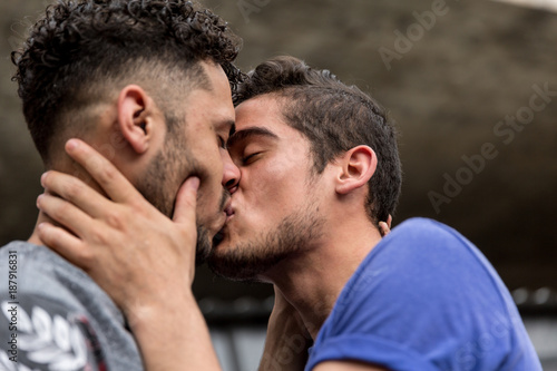 Gay Couple Kissing photo