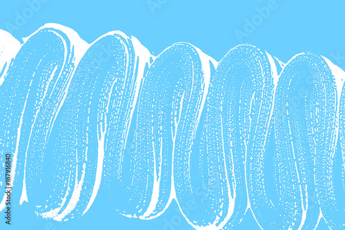 Natural soap texture. Admirable light blue foam trace background. Artistic resplendent soap suds. Cleanliness, cleanness, purity concept. Vector illustration.