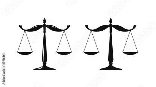 Libra, judicial scales logo. Notary, justice, lawyer icon or symbol. Vector illustration