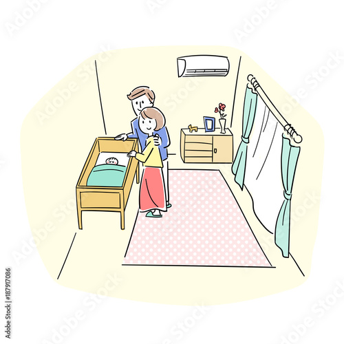 Baby and child care_couple watching over in the room