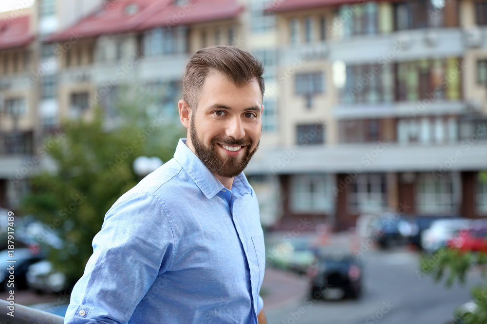 Fototapeta premium Handsome man in casual clothes outdoors