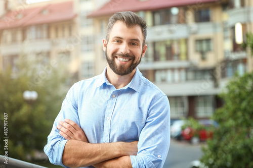 Handsome man in casual clothes outdoors