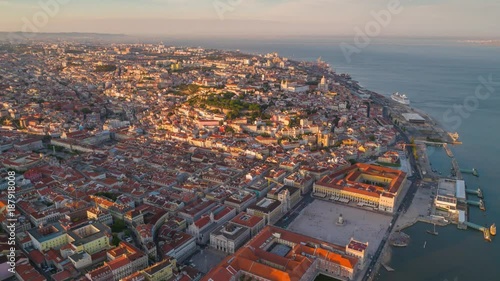 Lisbon Portugal aerial timelapse dronelapse city centre summer drone from above photo