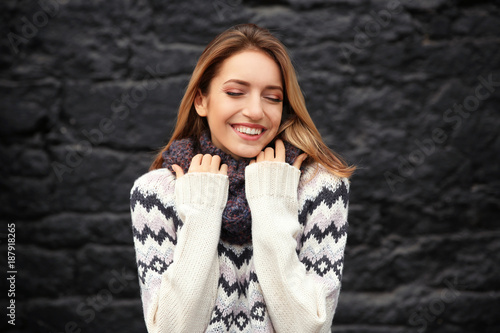 Beautiful smiling woman on ...