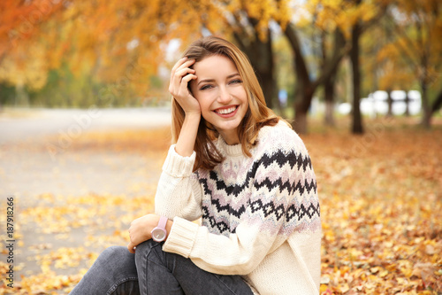 Beautiful smiling woman in ...