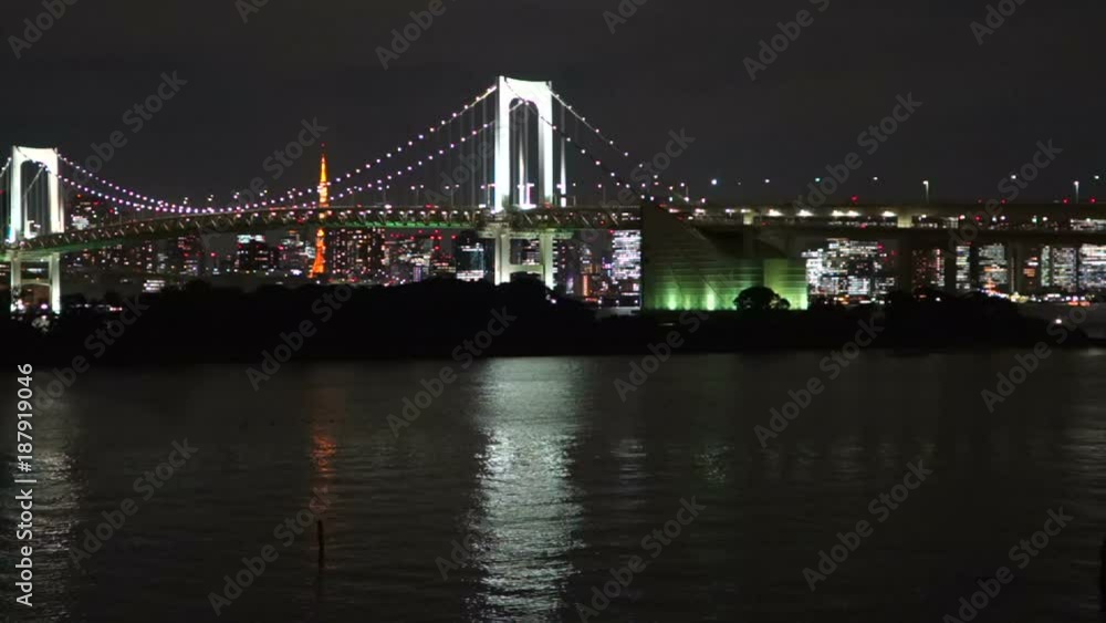 Tokyo skyline on the bay with Rainbow Bridge Tokyo skyline on the bay with Rainbow Bridge
