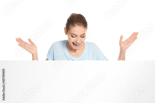 Emotional young woman with ...