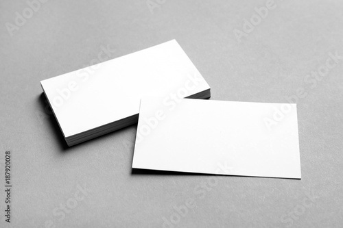 Mock up of business cards on grey background