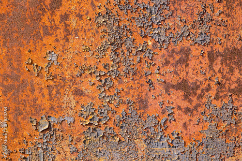 riveted metal plate in rust - background