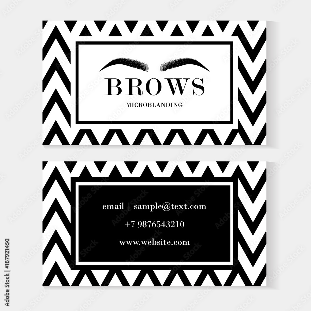 Set of brow artist business cards template with beautiful hand drawing