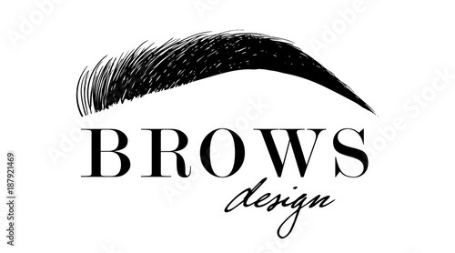 Brow design logo business card template. Beautiful hand drawing eyebrows for the logo of the master on the eyebrows. Business card template.