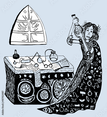 Witch prepares a magic potion