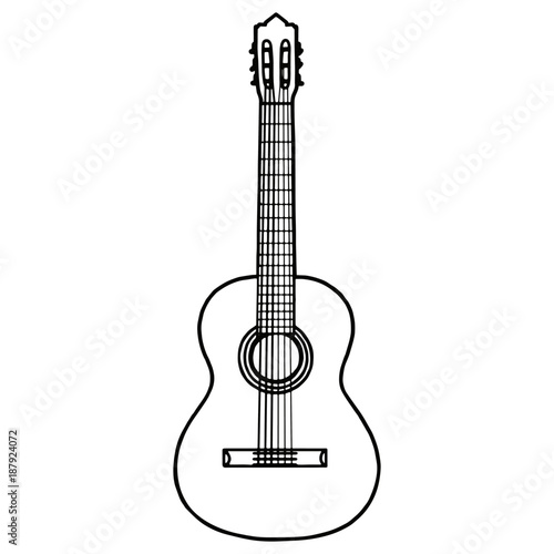 Hand drawn classical guitar isolated on white