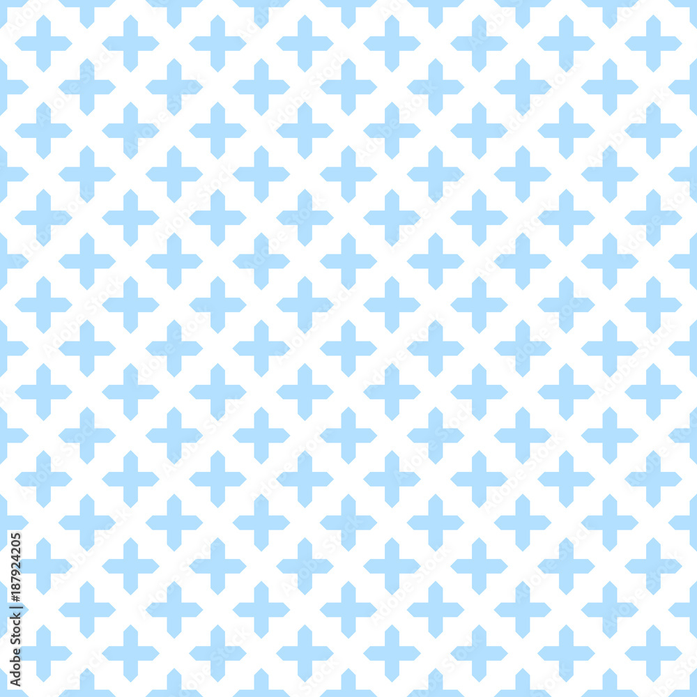 Crosses seamless pattern. Geometric wallpaper. Vector blue texture.