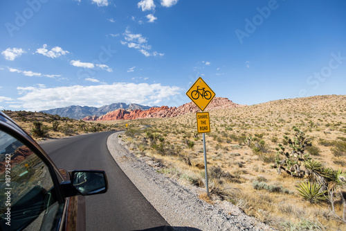 Road to Red Rock Canyon National Park in Nevada near Las Vegas