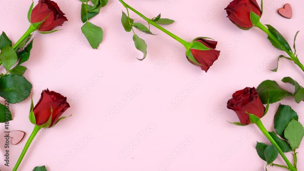 Happy Valentine's Day overhead flat lay wrapping gift and writing cards. Happy Valentine's Day overhead flat lay wrapping gift and writing cards.