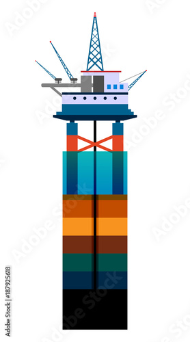 Oil platform at sea. Flat illustration.