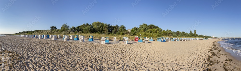 beach with beach chairs in a row  in Zinnowitz, Usedom