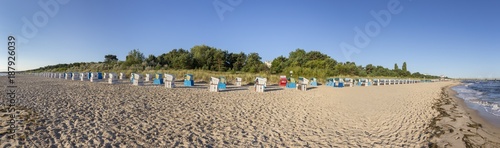 beach with beach chairs in a row in Zinnowitz, Usedom