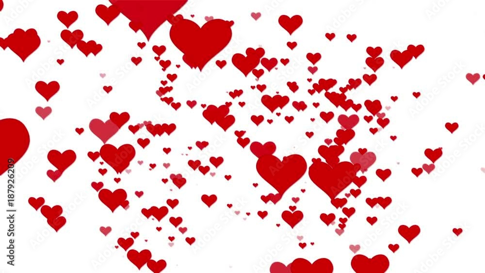 Valentines Day Hearts Flying. Background Looped video. White BG Valentines Day Hearts Flying. Background Looped video. White BG