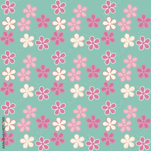 vector illustration. Eps 10. Flowers on a blue background. Seamless floral pattern. Spring background.