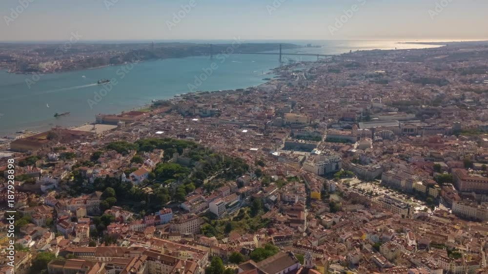 Lisbon Portugal aerial timelapse dronelapse city centre summer drone from above Lisbon Portugal aerial timelapse dronelapse city centre summer drone from above
