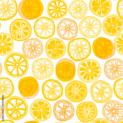 Lemon seamless pattern vector illustration. Summer design