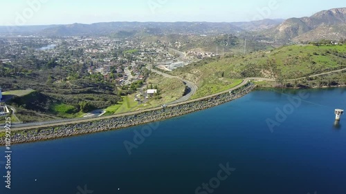 Lakeside, CA - Lake Jennings - Drone Video  Aerial Video of Lake Jennings is a water supply reservoir in San Diego County, California. It is located in the Cuyamaca Mountains. photo
