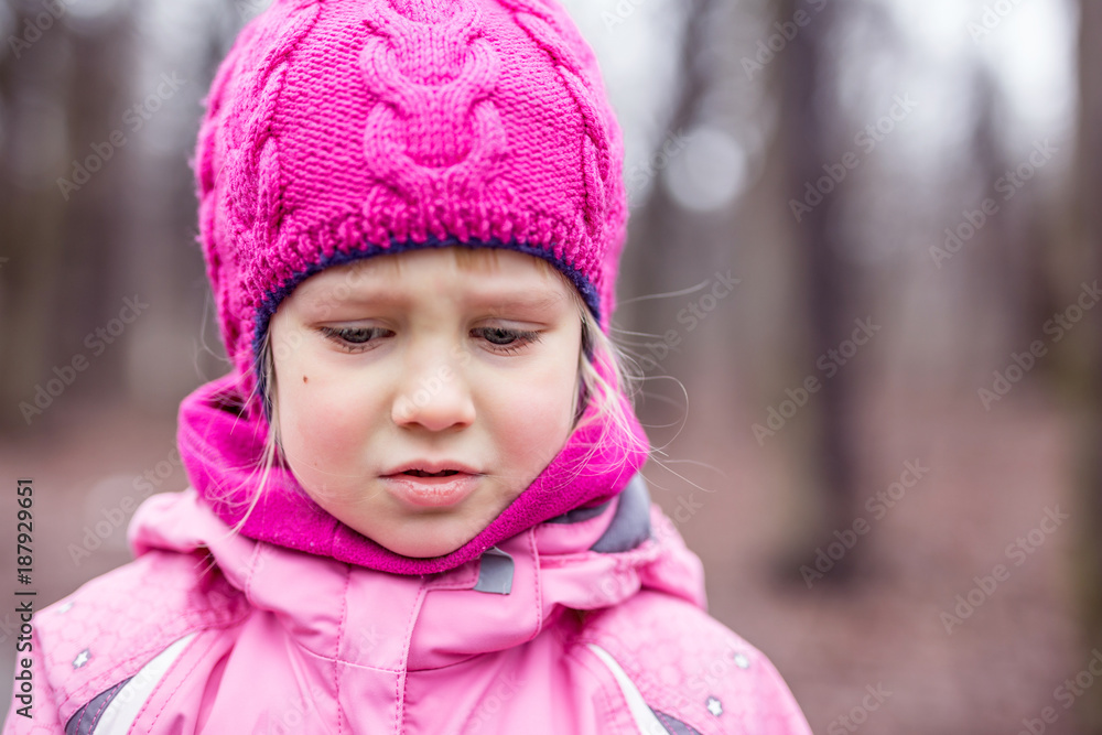Portrait of little sad girl outdoor Portrait of little sad girl outdoor