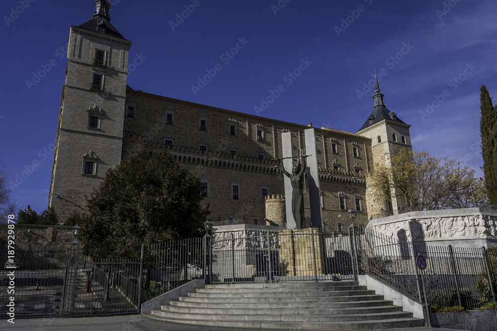 Main facade of the alcazar of Toledo. Spain