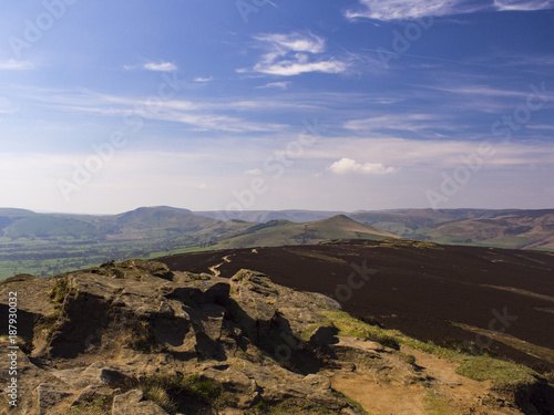 Distant Hills and Horizon from Win Hill in Peak District