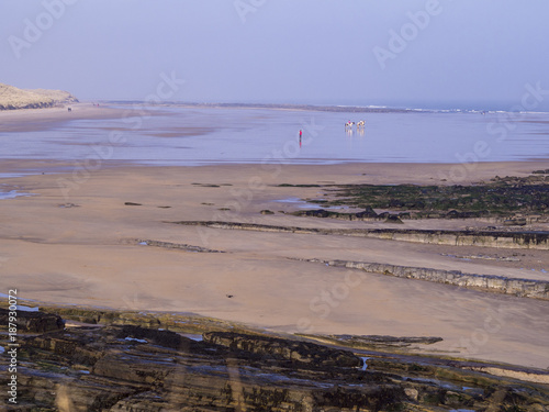 Bamburgh Beach with Horses in Distance