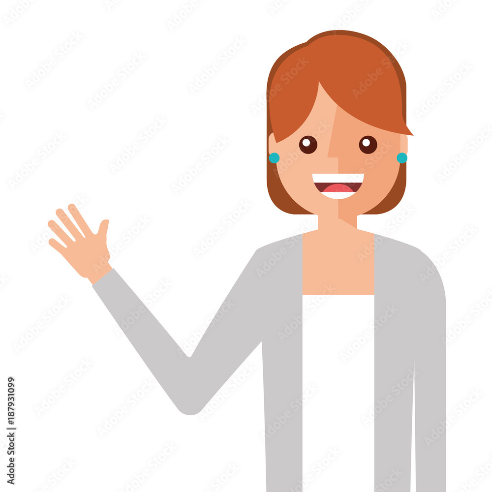 young woman waving happy avatar character vector illustration design young woman waving happy avatar character vector illustration design