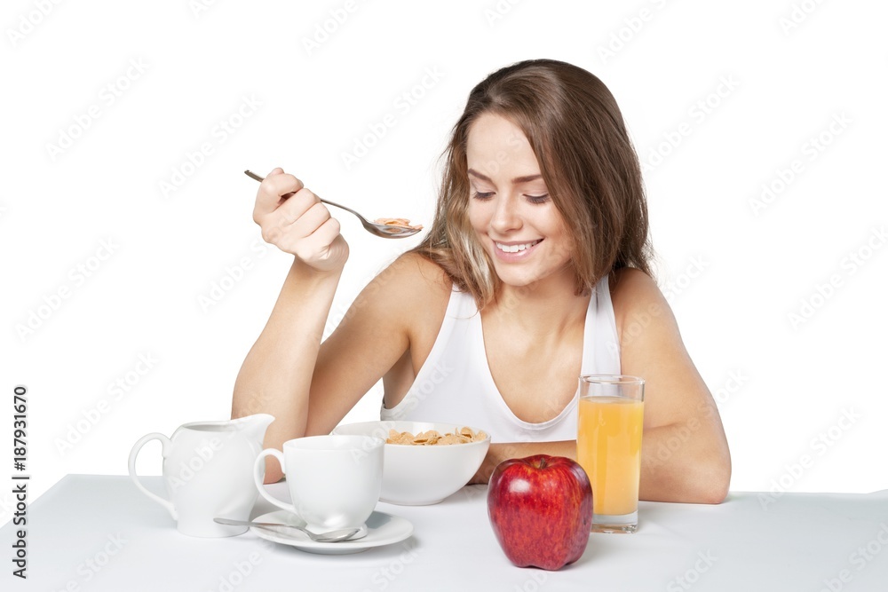 Portrait of a Woman Eating Healthy Breakfast Portrait of a Woman Eating Healthy Breakfast