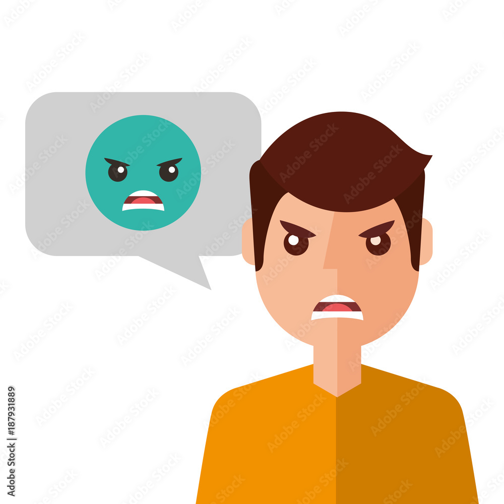 angry young man with emoticon avatar character angry young man with emoticon avatar character