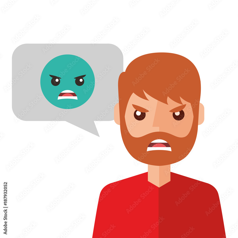 angry young man with emoticon avatar character angry young man with emoticon avatar character