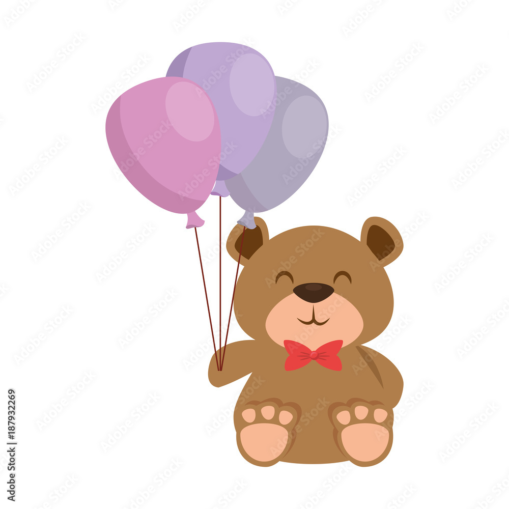 Fototapeta premium cute bear teddy with balloons air