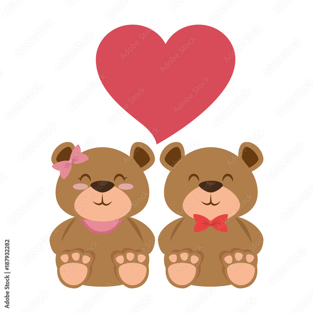 Fototapeta premium cute bears teddy couple