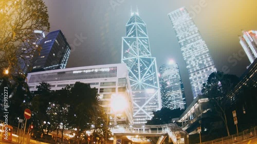 Time Lapse.The Evening Streets of Hong Kong. 