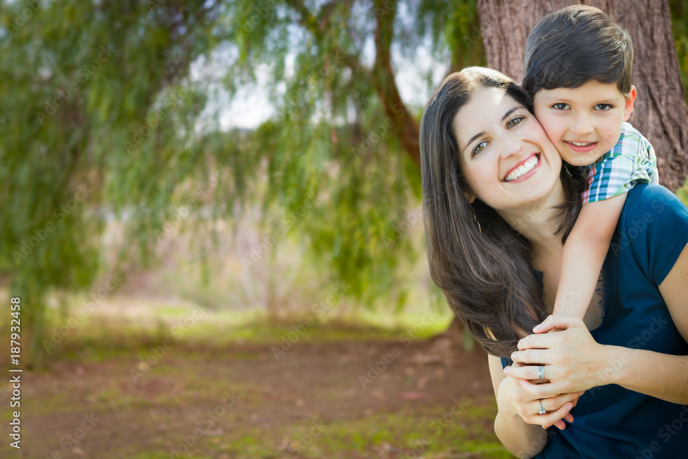 Young Mother and Son Portrait Outdoors. Young Mother and Son Portrait Outdoors.