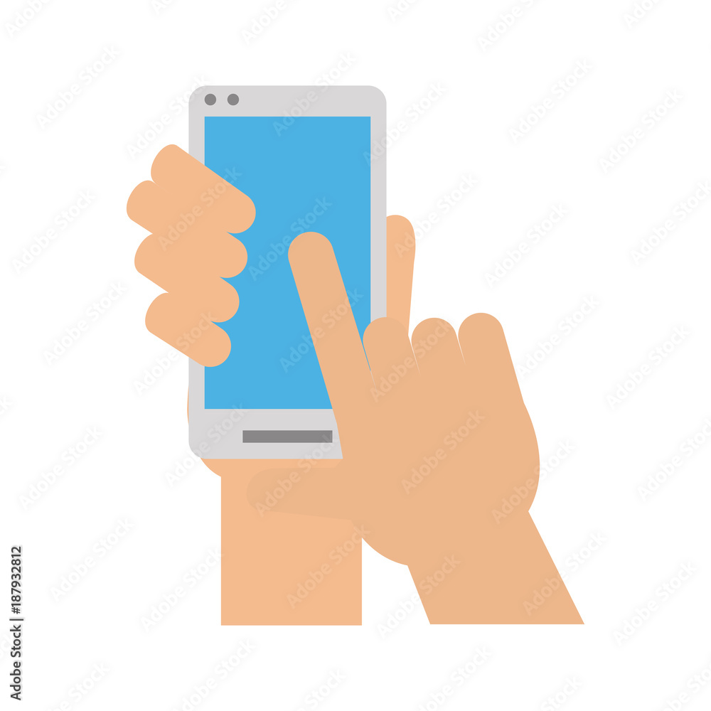 Hand with smartphone icon vector illustration graphic design Hand with smartphone icon vector illustration graphic design