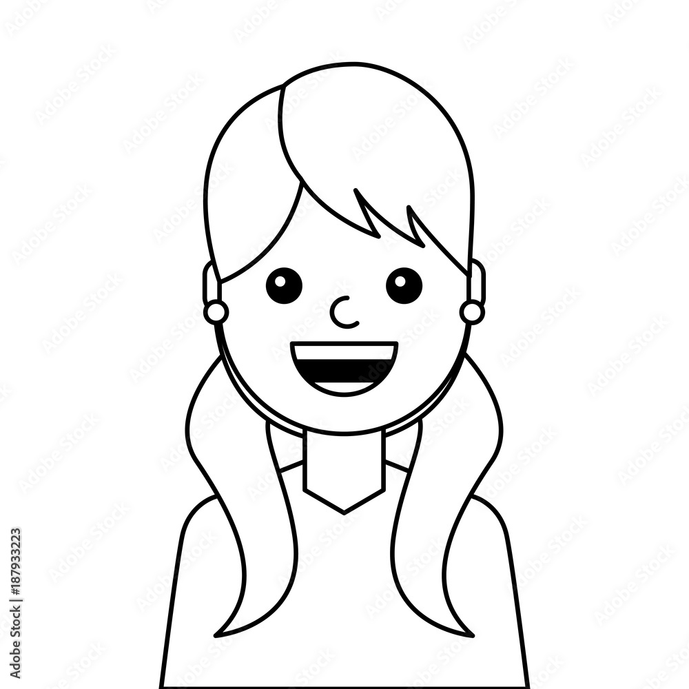 young woman happy avatar character vector illustration design