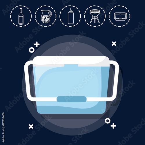 blue icebox for family summer picnic 